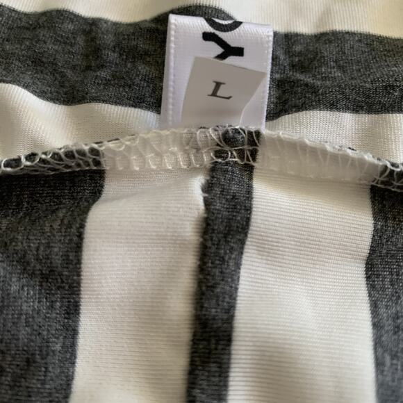 NEW MYOBE GRAY/WHITE STRIPED OPEN FRONT BLAZER WITH PATCH ELBOWS SIZE LARGE - Picture 3 of 4